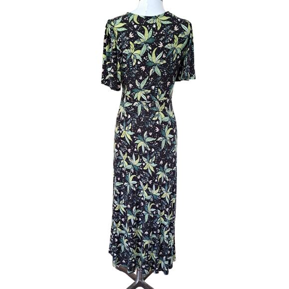 BODEN Jersey Midi Maxi Tea Dress Black & Green Oriental Cascade Floral Print 6 - Picture 4 of 11